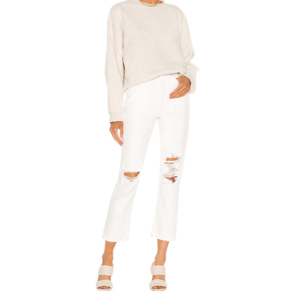 AGOLDE Riley High Rise Straight Crop Veil White Size 32‎